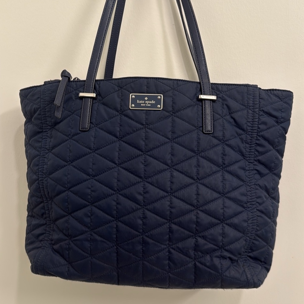 Kate Spade Dark Navy Quilted Tote Bag